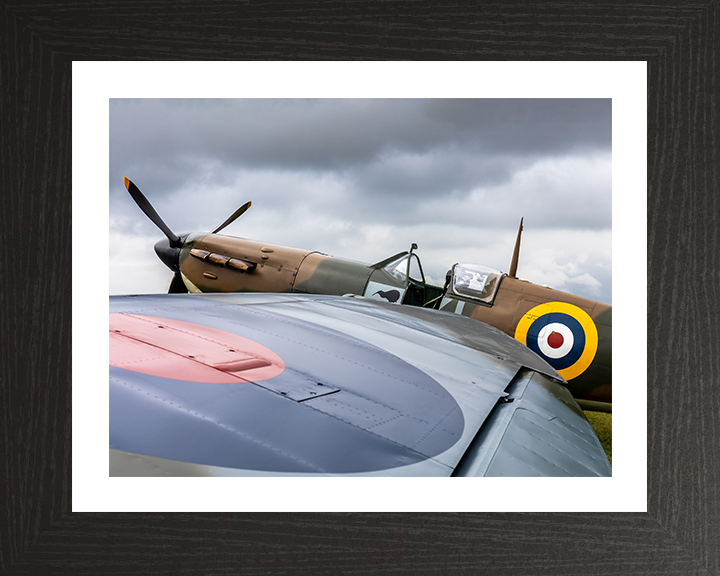 RAF Spitfire cockpit Close Up Photo Print - Royal Air Force Aircraft Hampshire Prints 10 x 8 Black Frame Yes