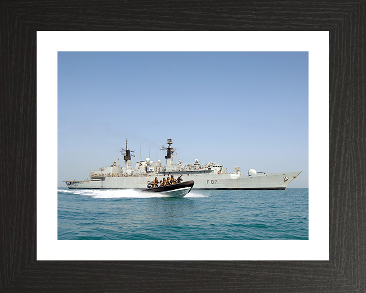 HMS Chatham (F87) Photo Print - Al Basrah Iraqi 2008 - Royal Navy Type 22 Frigate Posters, Prints, & Visual Artwork Hampshire Prints 10 x 8 Black Frame Yes