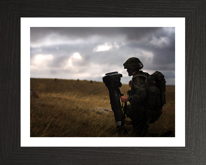 Soldier with Light Anti Tank Weapon Photo Print - British Army Hampshire Prints 10 x 8 Black Frame Yes