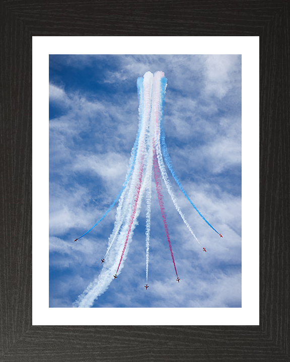 RAF Red Arrows displaying Photo Print - Royal Air Force Aircraft Hampshire Prints 10 x 8 Black Frame Yes