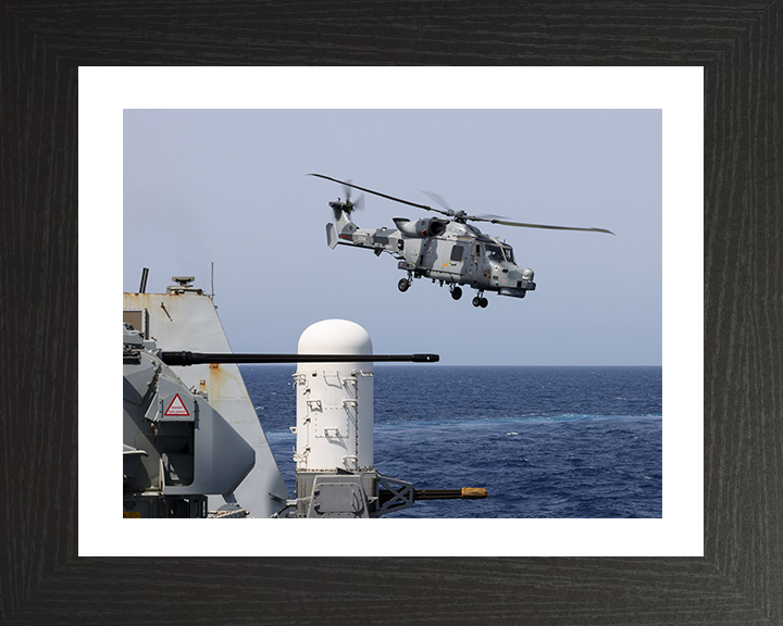 Wildcat Helicopter With Phalanx Weapon System Photo Print - Royal Navy Aircraft Hampshire Prints 10 x 8 Black Frame Yes