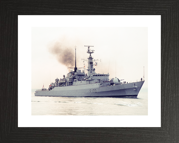 HMS Antelope (F170) Royal Navy Type 21 Frigate Starboard View in Colour Photo Print Wall Art Decor Posters, Prints, & Visual Artwork Hampshire Prints 10 x 8 Black Frame Yes