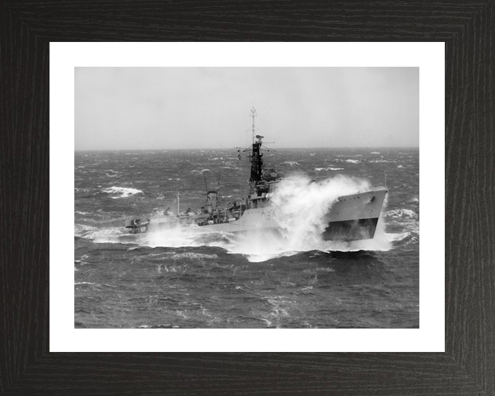HMS Scorpion (D64) Photo Print - At Sea 1953 - Royal Navy Weapon Class Destroyer Hampshire Prints 10 x 8 Black Frame Yes