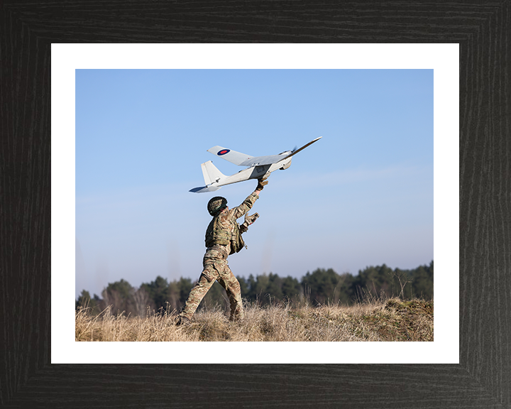 Soldier launches the PUMA UAS Photo Print - British Army Hampshire Prints 10 x 8 Black Frame Yes