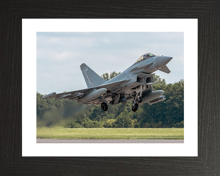 RAF Typhoon FGR4 Taking off 2025 Photo Print - Royal Air Force Aircraft Hampshire Prints 10 x 8 Black Frame Yes