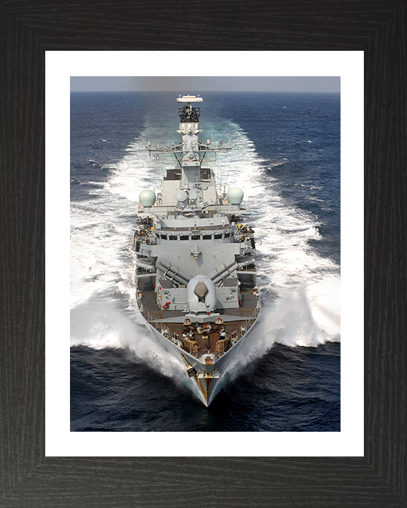 HMS Portland (F79) Photo Print - Bow View 2008 - Royal Navy Type 23 Frigate Hampshire Prints 10 x 8 Black Frame Yes