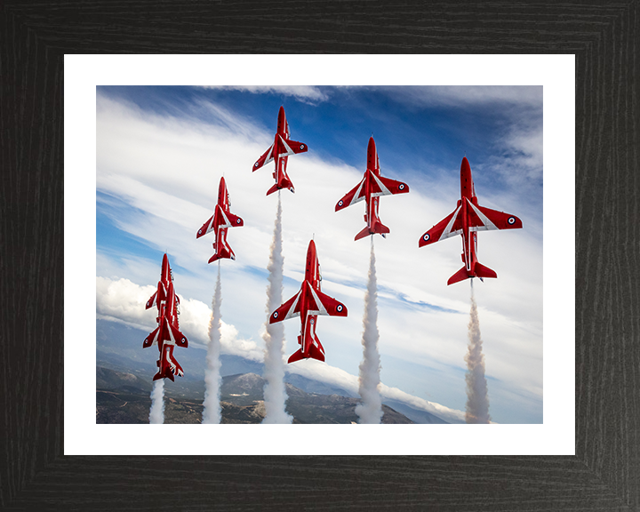 RAF Red Arrows Vertical Climb Closeup Photo Print - Royal Air Force Aircraft Hampshire Prints 10 x 8 Black Frame Yes