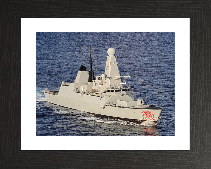 HMS Dragon (D35) Royal Navy Type 45 Destroyer Underway High Starboard View Photo Print Wall Art Decor Posters, Prints, & Visual Artwork Hampshire Prints 10 x 8 Black Frame Yes