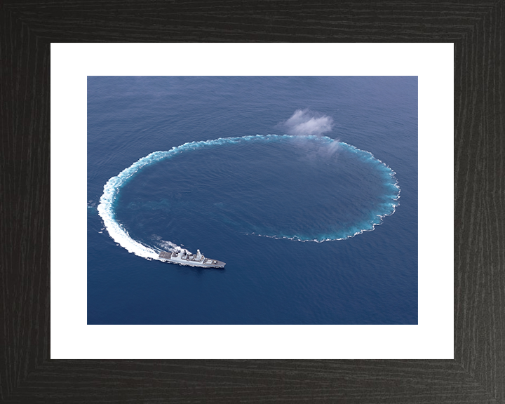 HMS Daring (D32) Royal Navy Type 45 Destroyer Circle Wake Photo Print Wall Art Decor Posters, Prints, & Visual Artwork Hampshire Prints 10 x 8 Black Frame Yes