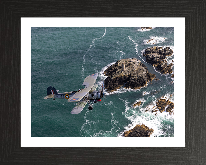 Royal Navy Swordfish Mk1 Plane Over the Coast Photo Print - Royal Navy Aircraft Hampshire Prints 10 x 8 Black Frame Yes