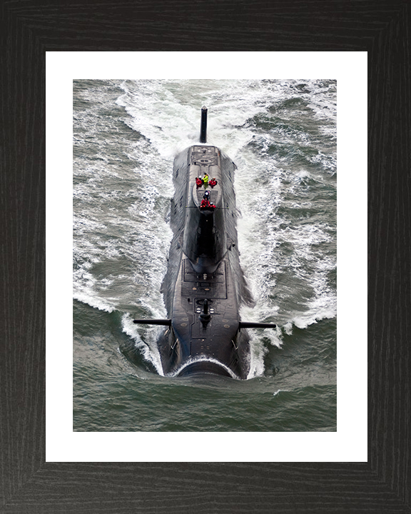HMS Astute (S119) Photo Print - At Sea 2009 - Royal Navy Astute Class Submarine Hampshire Prints 10 x 8 Black Frame Yes