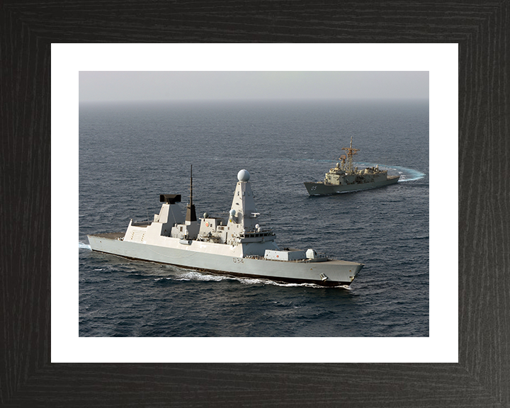 HMS Diamond (D34) Photo Print - HMAS Melbourne - Royal Navy Type 45 Destroyer Hampshire Prints 10 x 8 Black Frame Yes