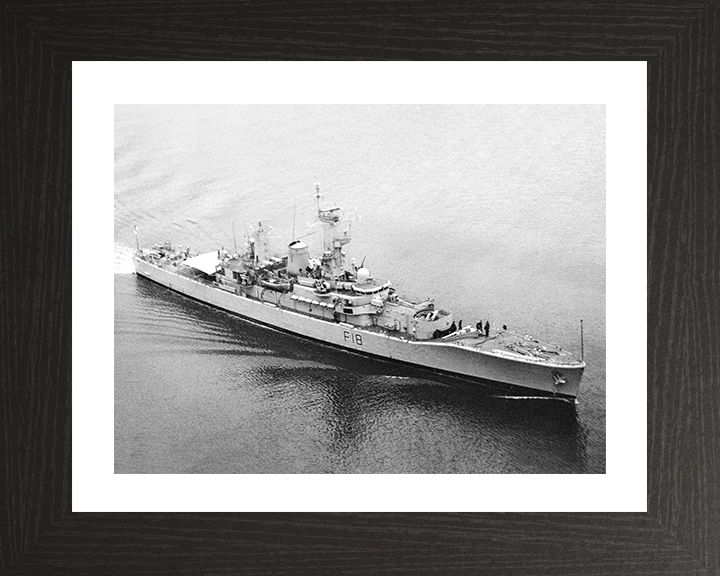 HMS Galatea (F18) Photo Print - Entering Harbour 1985 - Royal Navy Leander Class Frigate Hampshire Prints 10 x 8 Black Frame Yes