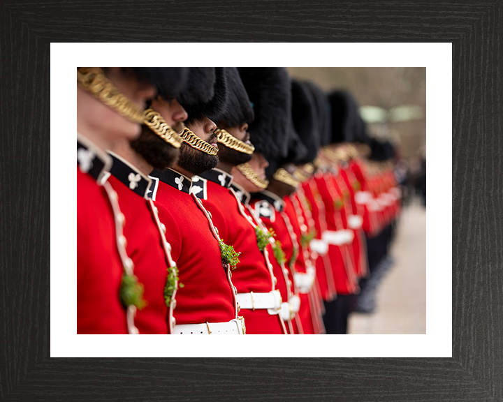 Irish Guards on Parade with Shamrocks Photo Print - British Army Hampshire Prints 10 x 8 Black Frame Yes