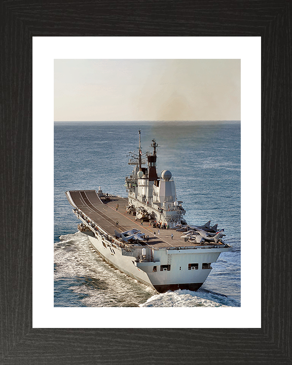 HMS Ark Royal (R07) Photo Print - Stern View 2010 - Royal Navy Invincible Class Aircraft Carrier Hampshire Prints 10 x 8 Black Frame Yes