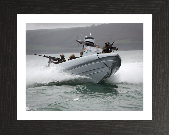 Royal Marines on a Commando Raiding Craft (CRC) Photo Print - 47 Commando Hampshire Prints 10 x 8 Black Frame Yes