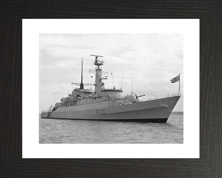 HMS Antelope (F170) Royal Navy Type 21 Frigate At Anchor Photo Print Wall Art Decor Posters, Prints, & Visual Artwork Hampshire Prints 10 x 8 Black Frame Yes