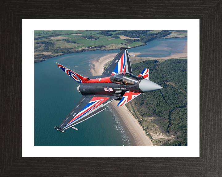 RAF Typhoon Union Jack livery Photo Print - Royal Air Force Aircraft Hampshire Prints 10 x 8 Black Frame Yes