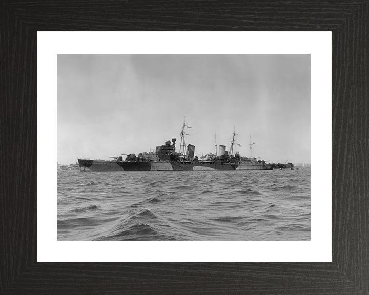 HMS Phoebe (43) Photo Print - At Sea 1950 - Royal Navy Dido Class Cruiser Posters, Prints, & Visual Artwork Hampshire Prints 10 x 8 Black Frame Yes