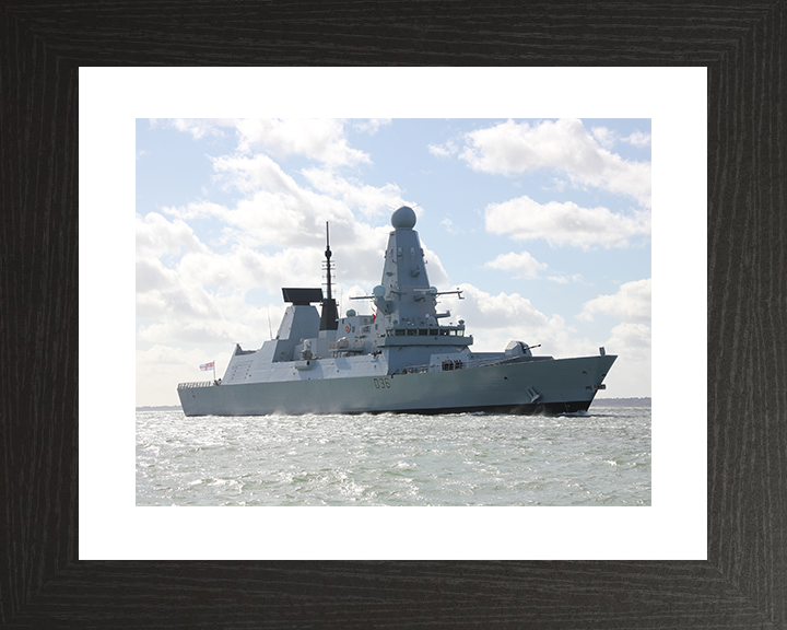 HMS Defender (D36) Royal Navy Type 45 Destroyer Low Starboard View Photo Print Wall Art Decor Posters, Prints, & Visual Artwork Hampshire Prints 10 x 8 Black Frame Yes