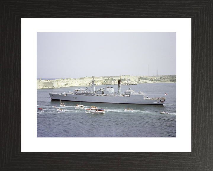 HMS Brazen (F91) Royal Navy Type 22 Frigate Leaving Valletta Malta Photo Print Wall Art Decor Posters, Prints, & Visual Artwork Hampshire Prints 10 x 8 Black Frame Yes