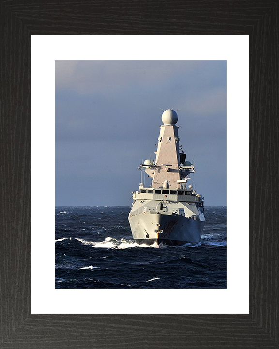 HMS Dragon (D35) Royal Navy Type 45 Destroyer Bow View Portrait Photo Print Wall Art Decor Posters, Prints, & Visual Artwork Hampshire Prints 10 x 8 Black Frame Yes
