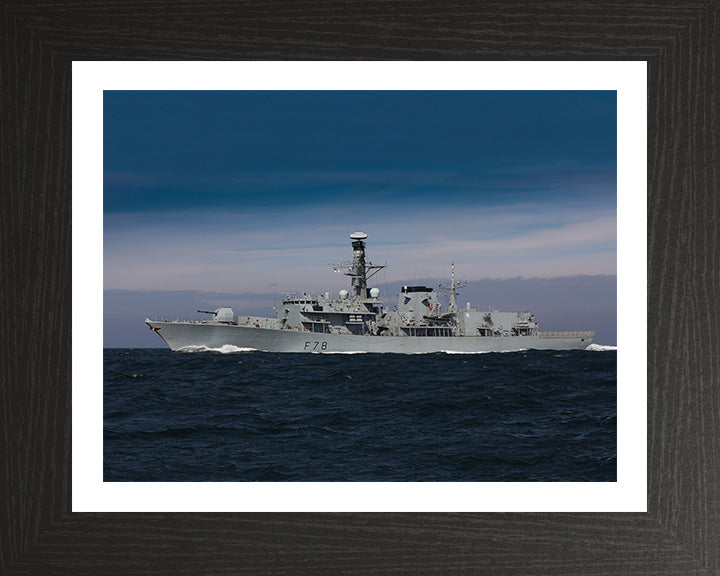 HMS Kent (F78) Photo Print - Port Beam View at Sea - Royal Navy Type 23 Frigate Hampshire Prints 10 x 8 Black Frame Yes