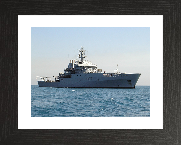 HMS Echo (H87) Royal Navy Echo Class Survey Vessel Starboard Beam View Photo Print Wall Art Decor Posters, Prints, & Visual Artwork Hampshire Prints 10 x 8 Black Frame Yes