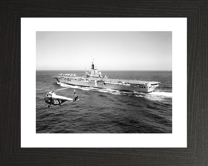 HMS Centaur (R06) Royal Navy Centaur Class Carrier With Helicopter Photo Print Wall Art Decor Posters, Prints, & Visual Artwork Hampshire Prints 10 x 8 Black Frame Yes