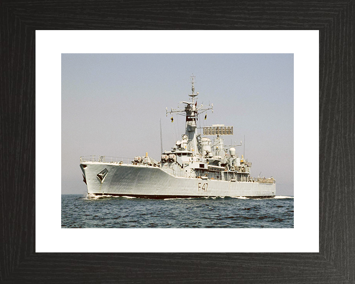 HMS Danae (F47) Royal Navy Leander Class Frigate Low Port Bow View Photo Print Wall Art Decor Posters, Prints, & Visual Artwork Hampshire Prints 10 x 8 Black Frame Yes