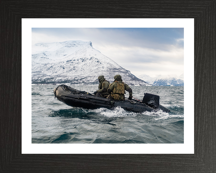 Royal Marines on a rigid inflatable boat Photo Print - 30 Commando Hampshire Prints 10 x 8 Black Frame Yes