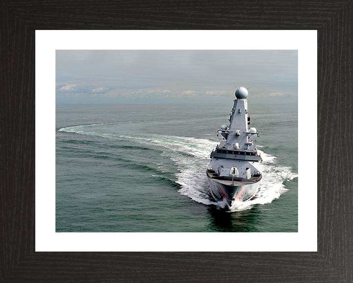 HMS Dragon (D35) Photo Print - Low Bow View 2011 - Royal Navy Type 45 Destroyer Hampshire Prints 10 x 8 Black Frame Yes