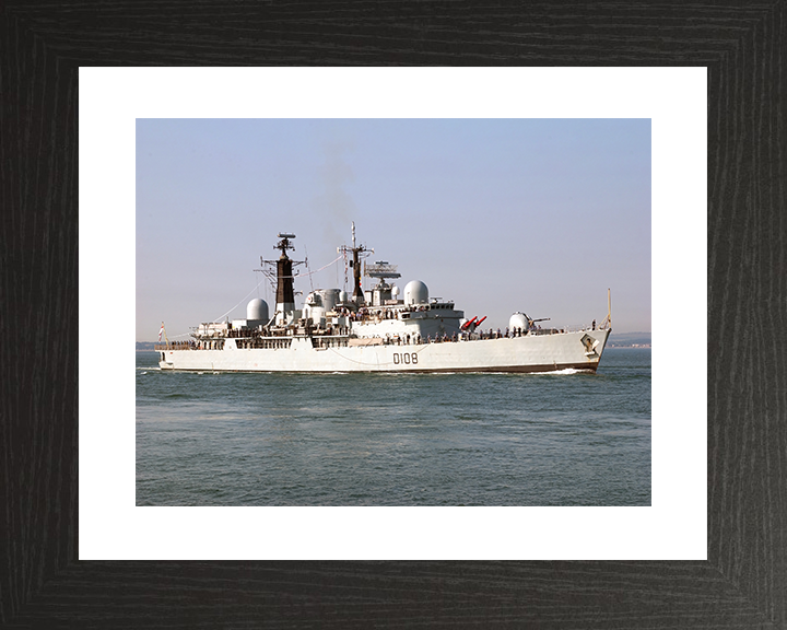 HMS Cardiff (D108) Royal Navy Type 42 Destroyer With Paying Off Pennant Photo Print Wall Art Decor Posters, Prints, & Visual Artwork Hampshire Prints 10 x 8 Black Frame Yes
