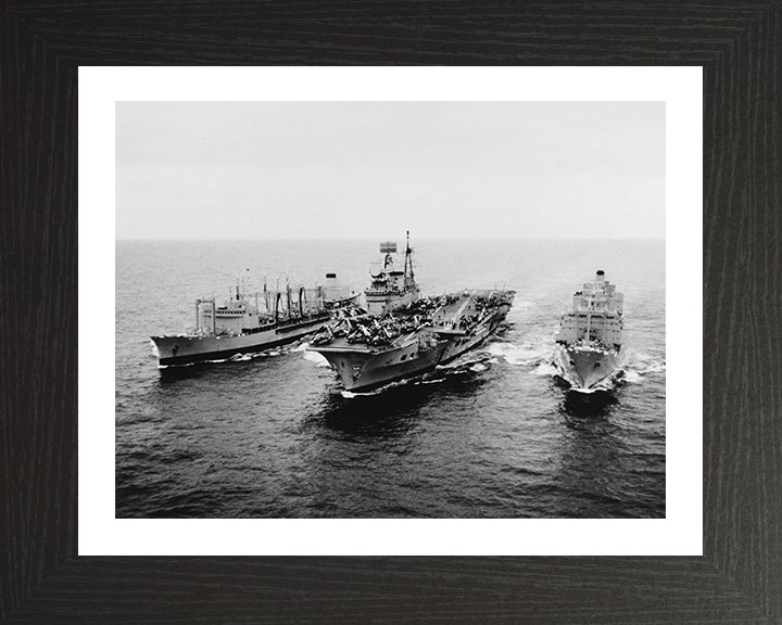 HMS Eagle (R05) Photo Print - RAS 1969 - Royal Navy Audacious Class Aircraft Carrier Hampshire Prints 10 x 8 Black Frame Yes