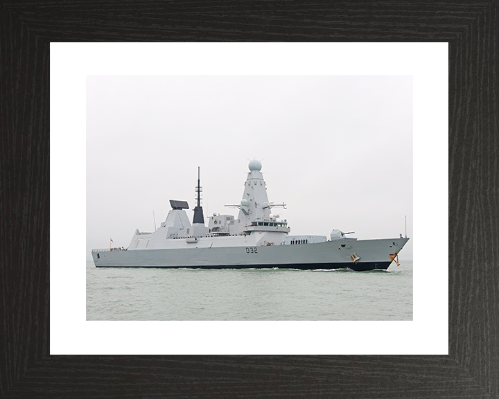HMS Daring (D32) Royal Navy Type 45 Destroyer Entering Harbour Photo Print Wall Art Decor Posters, Prints, & Visual Artwork Hampshire Prints 10 x 8 Black Frame Yes