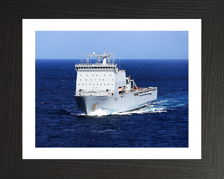 RFA Mounts Bay (L3008) Photo Print - Starboard Bow View at Sea - Royal Fleet Auxiliary Bay Class Ship Hampshire Prints 10 x 8 Black Frame Yes