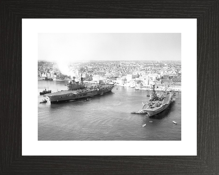 HMS Centaur (R06) and HMS Eagle (R05) Royal Navy Aircraft Carriers Malta Photo Print Wall Art Decor Posters, Prints, & Visual Artwork Hampshire Prints 10 x 8 Black Frame Yes