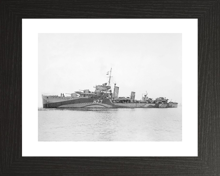 HMS Boreas (H77) Royal Navy B Class Destroyer Port Side View Photo Print Wall Art Decor Posters, Prints, & Visual Artwork Hampshire Prints 10 x 8 Black Frame Yes