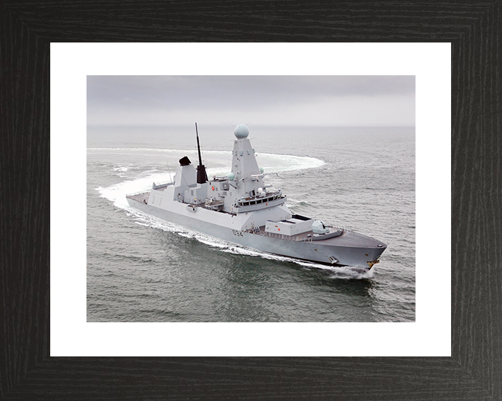 HMS Diamond (D34) Royal Navy Type 45 Destroyer Turning to Port Photo Print Wall Art Decor Posters, Prints, & Visual Artwork Hampshire Prints 10 x 8 Black Frame Yes