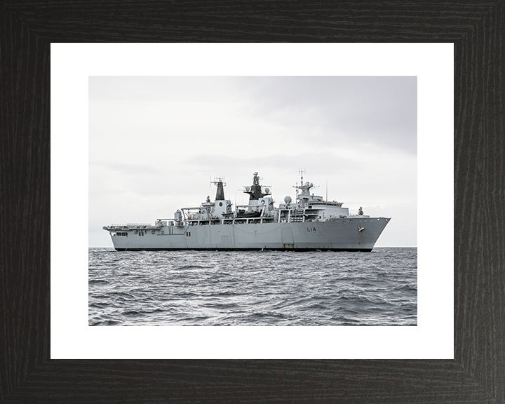 HMS Albion (L14) Royal Navy Albion Class Amphibious Ship Starboard Beam View Photo Print Wall Art Naval Decor Posters, Prints, & Visual Artwork Hampshire Prints 10 x 8 Black Frame Yes