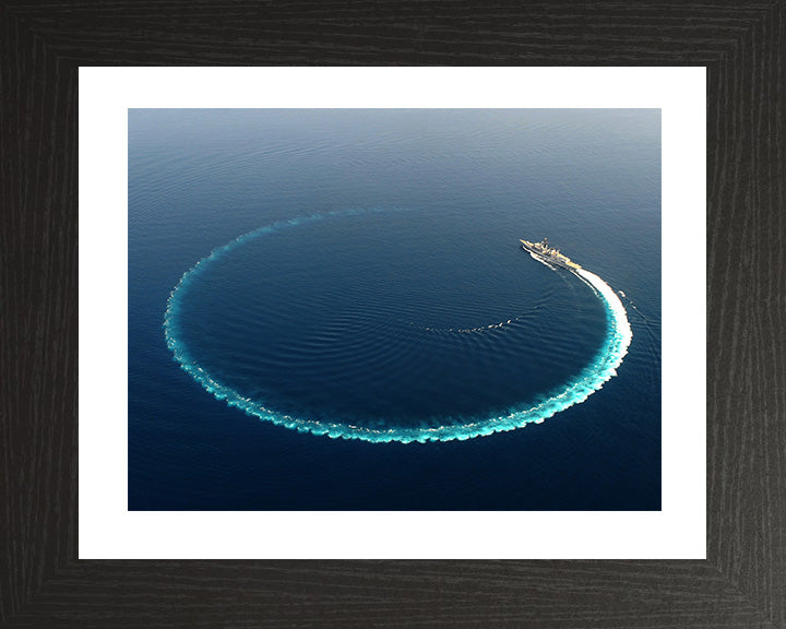 HMS Richmond (F239) Photo Print - Circle Turn - Royal Navy Type 23 Frigate Hampshire Prints 10 x 8 Black Frame Yes