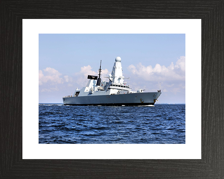 HMS Diamond (D34) Royal Navy Type 45 Destroyer Low Starboard View Photo Print Wall Art Decor Posters, Prints, & Visual Artwork Hampshire Prints 10 x 8 Black Frame Yes