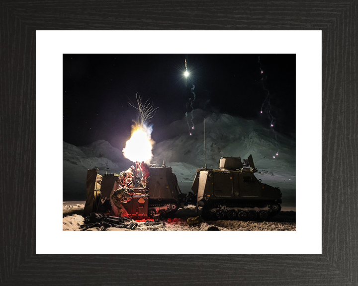 Royal Marine Commando Mortar Team Firing at Night Photo Print 45 Commando Marines Wall Art Military Decor UK Posters, Prints, & Visual Artwork Hampshire Prints 10 x 8 Black Frame Yes