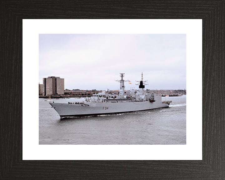 HMS Brave (F94) Royal Navy Type 22 Frigate Leaving Portsmouth Harbour Photo Print Wall Art Decor Posters, Prints, & Visual Artwork Hampshire Prints 10 x 8 Black Frame Yes