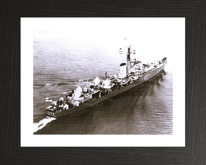 HMS Trafalgar (D77) Photo Print - At Sea - Royal Navy Battle Class Destroyer Posters, Prints, & Visual Artwork Hampshire Prints 10 x 8 Black Frame Yes