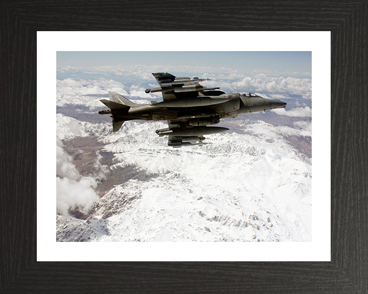 RAF Harrier GR9 Baning Over Afghanistan 2009 Photo Print - Royal Air Force Aircraft Posters, Prints, & Visual Artwork Hampshire Prints 10 x 8 Black Frame Yes