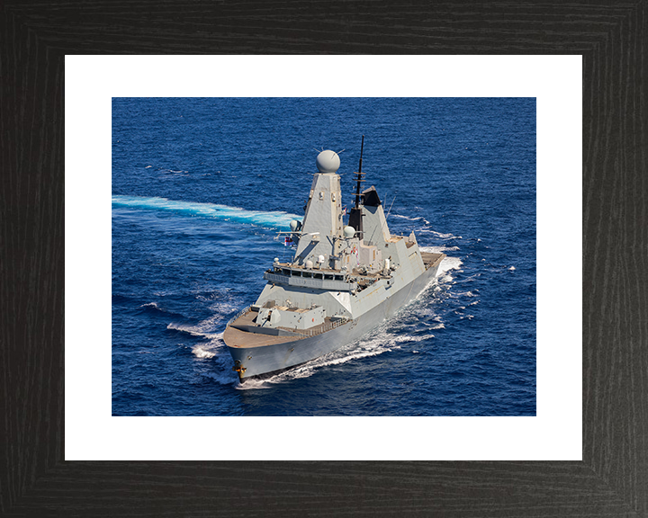 HMS Diamond (D34) Royal Navy Type 45 Destroyer Turning to Starboard Photo Print Wall Art Decor Posters, Prints, & Visual Artwork Hampshire Prints 10 x 8 Black Frame Yes