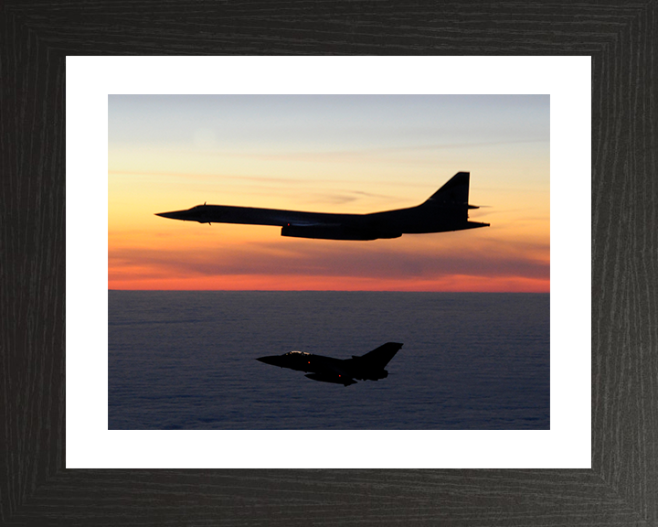 RAF Tornado F3 escorts a Russian TU-160 Blackjack aircraft Photo Print - Royal Air Force Aircraft Posters, Prints, & Visual Artwork Hampshire Prints 10 x 8 Black Frame Yes