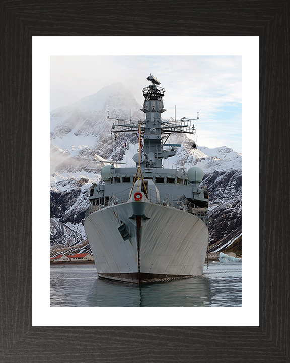 HMS Argyll (F231) Royal Navy Type 23 Frigate South Georgia 2013 Wall Art Photo Print Decor Posters, Prints, & Visual Artwork Hampshire Prints 10 x 8 Black Frame Yes