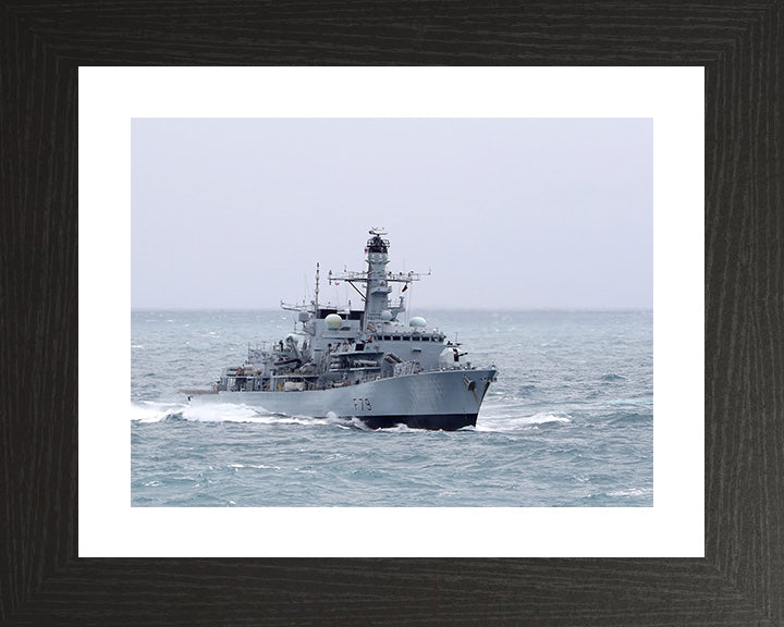 HMS Portland (F79) Photo Print - At Sea - Royal Navy Type 23 Frigate Hampshire Prints 10 x 8 Black Frame Yes